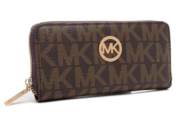 michael kors lommebok continental monogram skinn brun Lær Virksomhet oo6tu